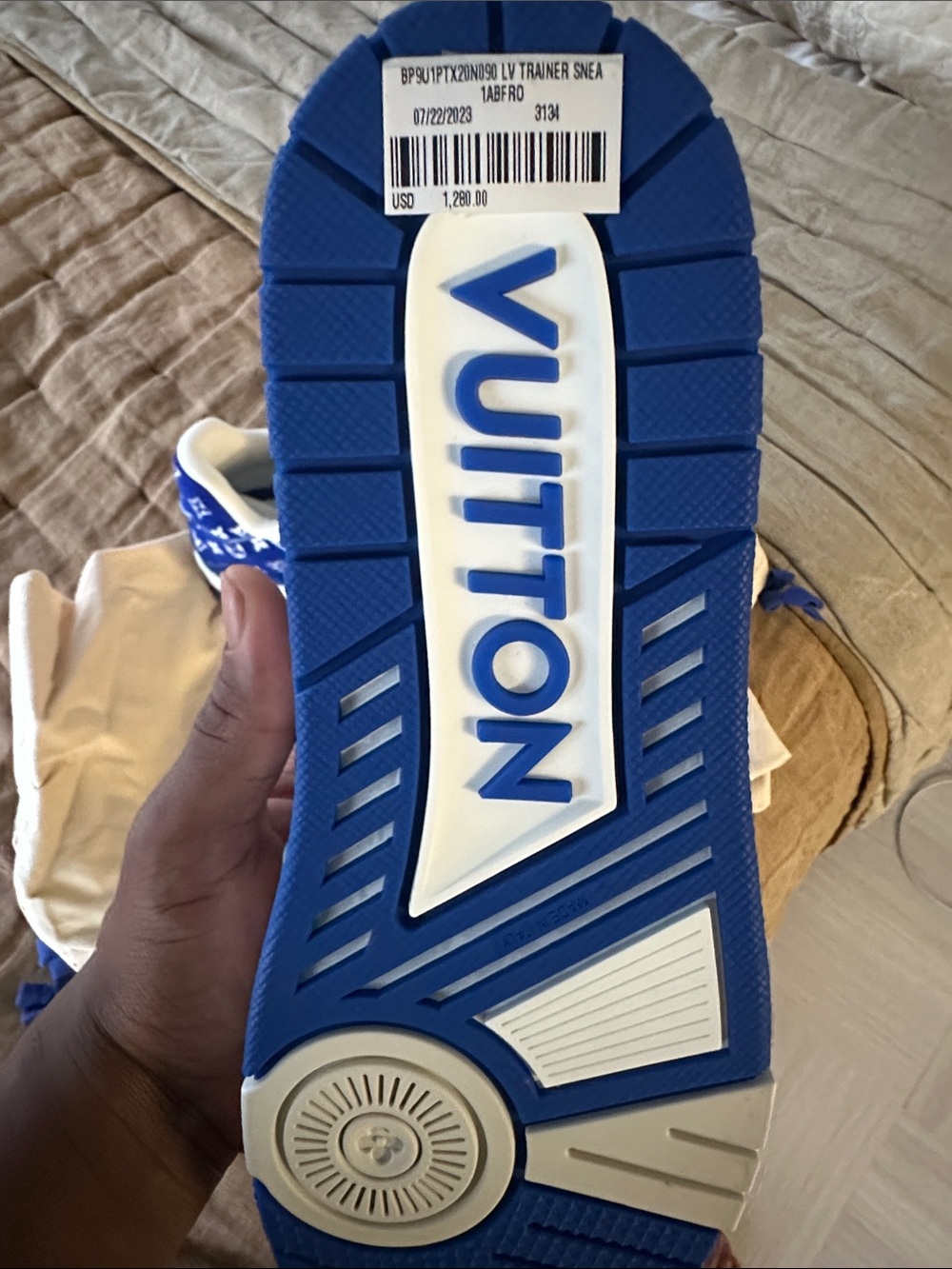 Louis Vuitton Blue and White Monogram Sneakers - Picture 6 of 6